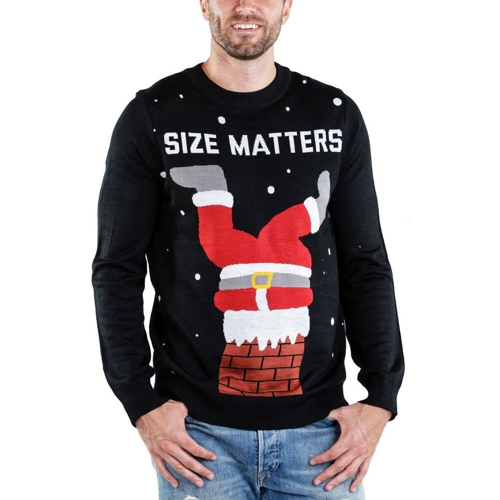 NEW Tipsy Elves Size‎ Matters Ugly Christmas Sweater Santa Chimney Holiday Large